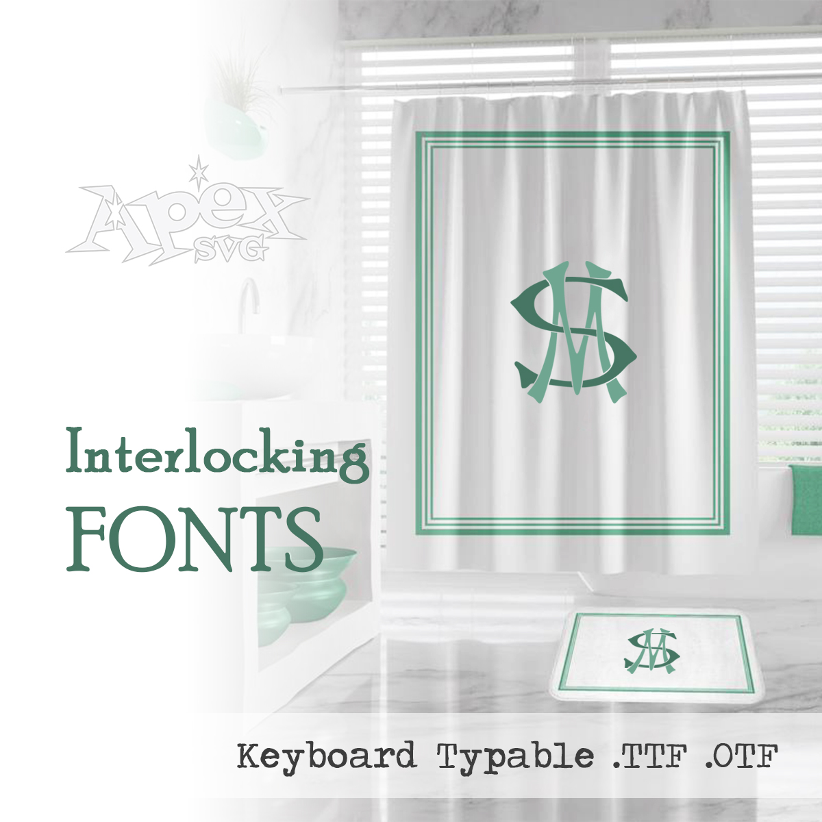 Interlocking Varsity Block Monogram Font TrueType TTF or OFT