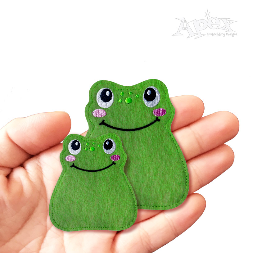 Little Cute Frog Stuffie and Feltie ITH In the Hoop Embroidery Design