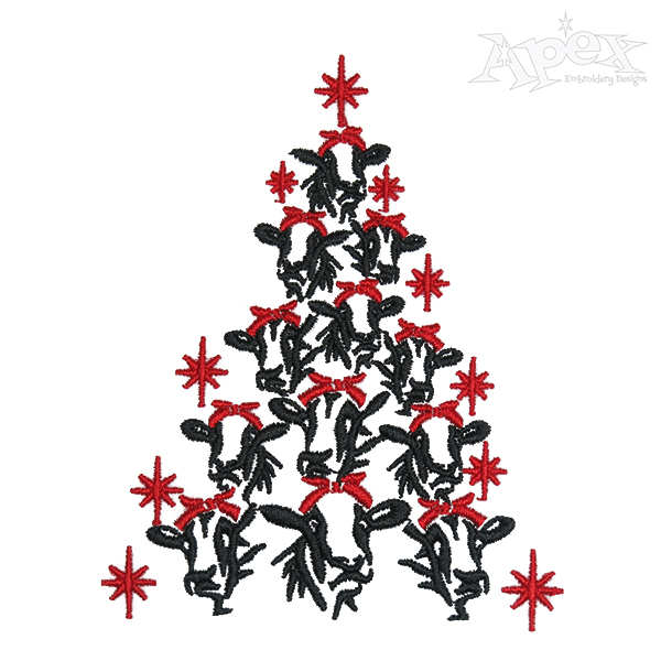 Cow Christmas Tree Embroidery Design