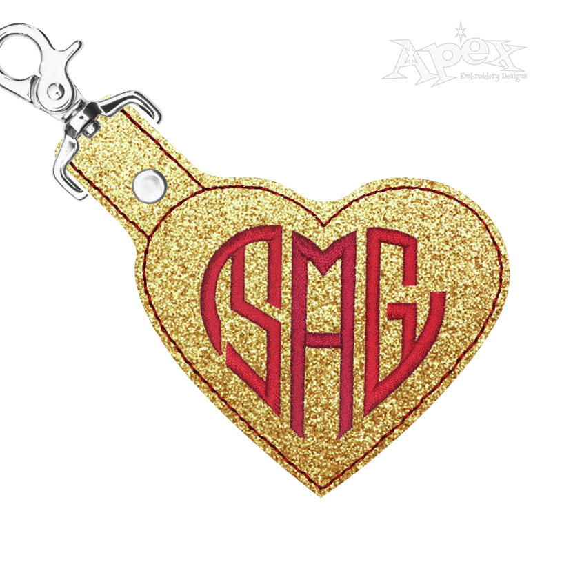 Heart Frame Key Fob ITH Embroidery Design