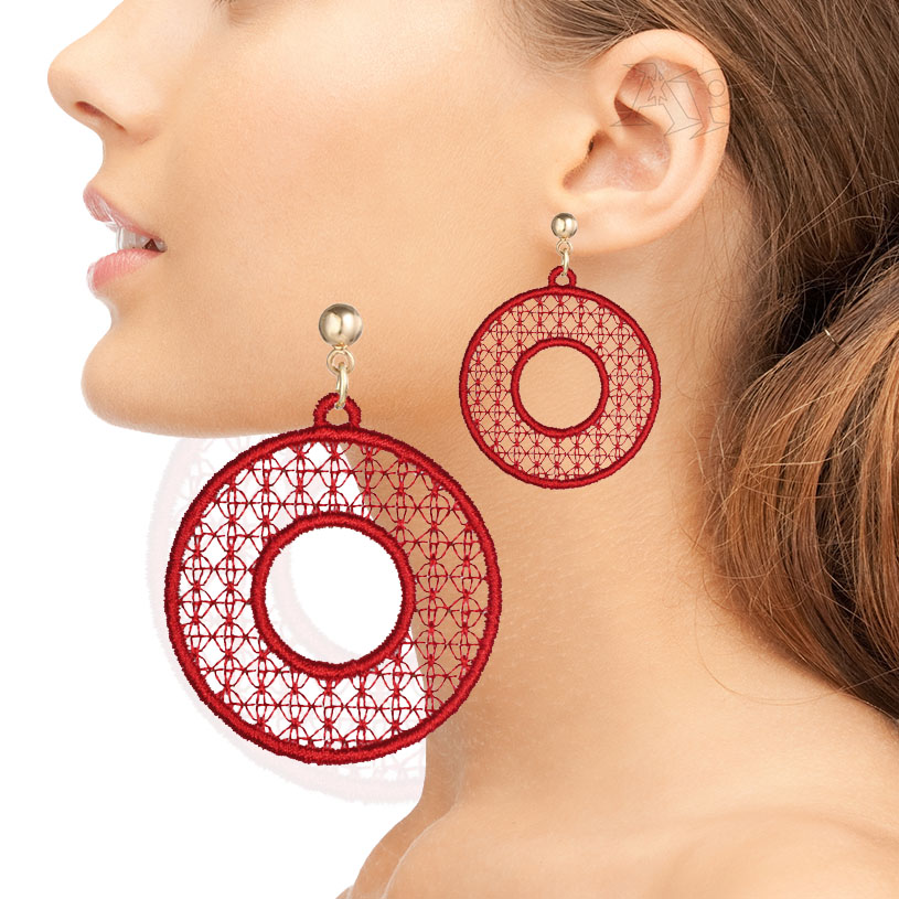 Donut Circle Earrings Free Standing Lace FSL Embroidery Design