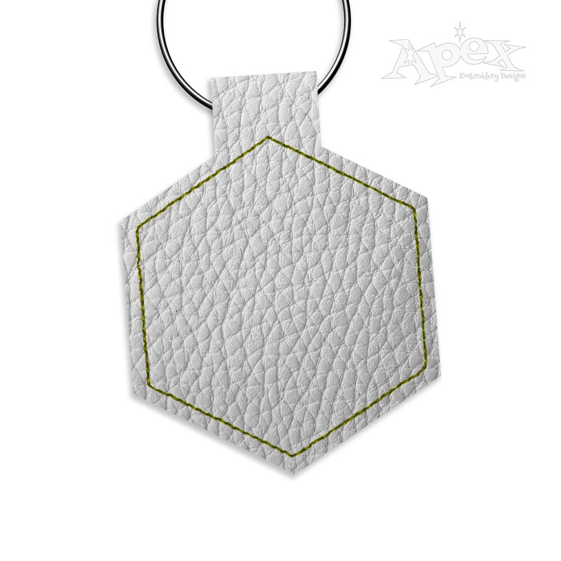 Hexagon Frame Key Fob ITH Embroidery Design