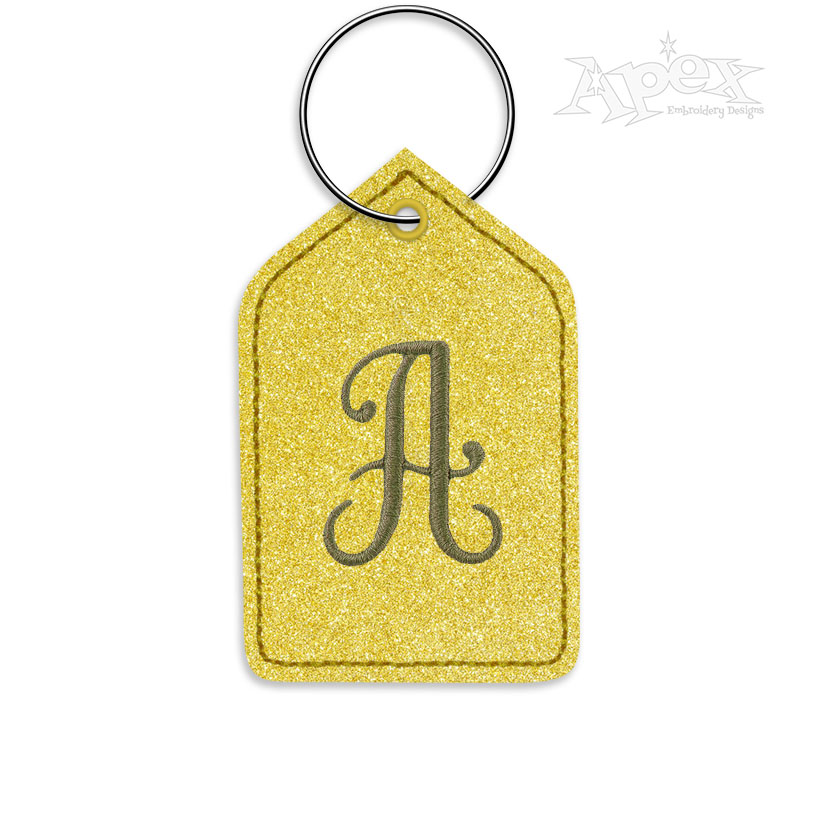 Five Sided Polygon Frame Tag Key Fob In the Hoop Keychian ITH Embroidery Design