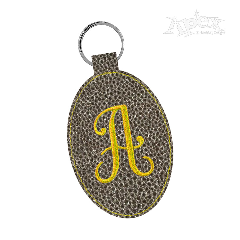 Oval Frame Key Fob In the Hoop Keychain ITH Embroidery Design