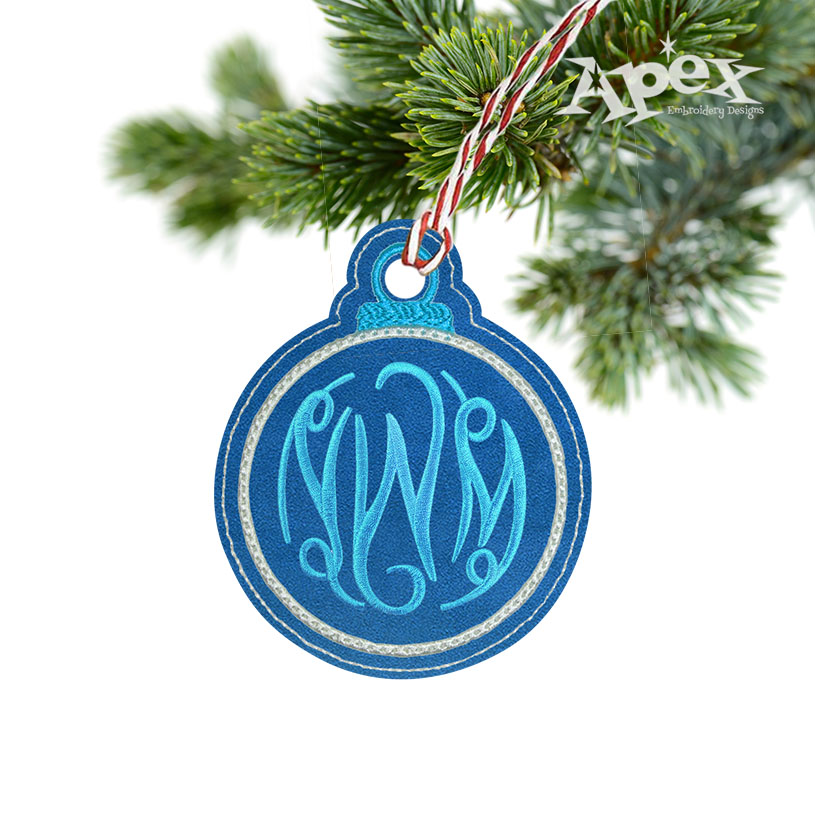 Christmas Ornament Monogram Frame Gift Tag ITH Embroidery Design