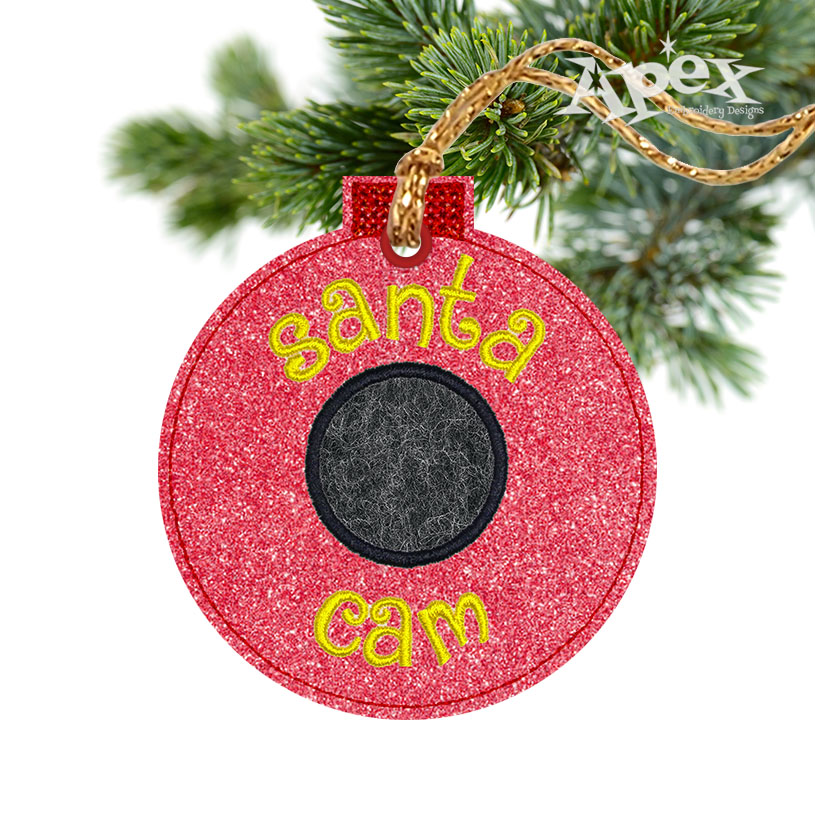 Santa Cam Gift Tag ITH Embroidery Design