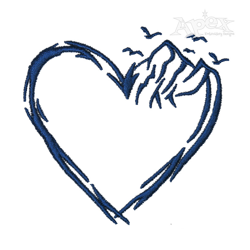 Heart Mountains Embroidery Design