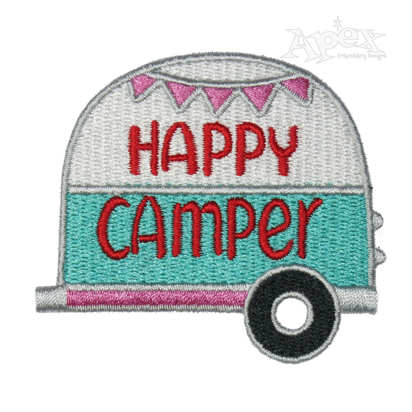 Happy Camper Trailer Embroidery Design