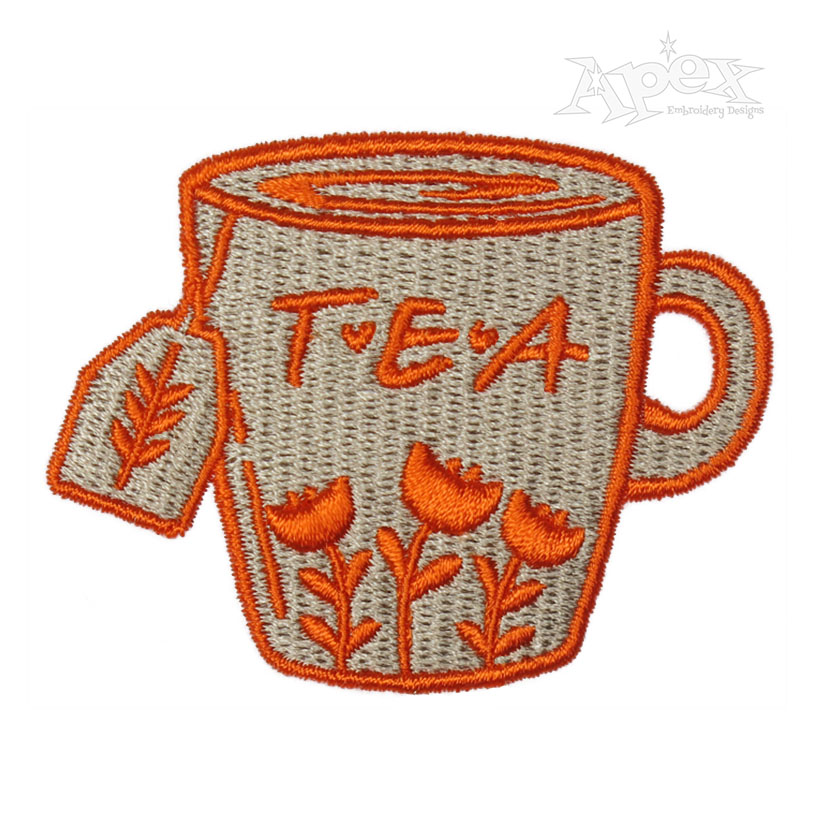 Tea Cup Mug Embroidery Design