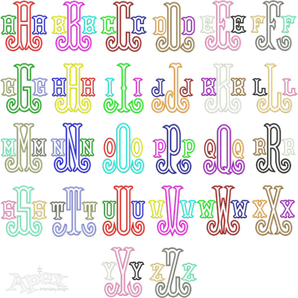 Shirley Monogram Applique Embroidery Font