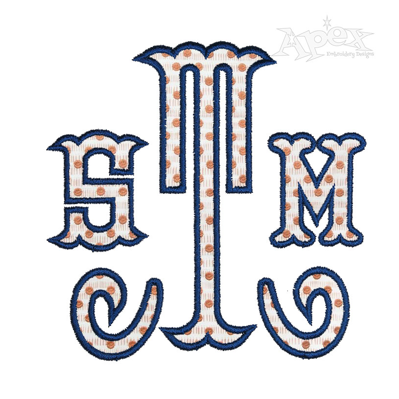 Shirley Monogram Applique Embroidery Font