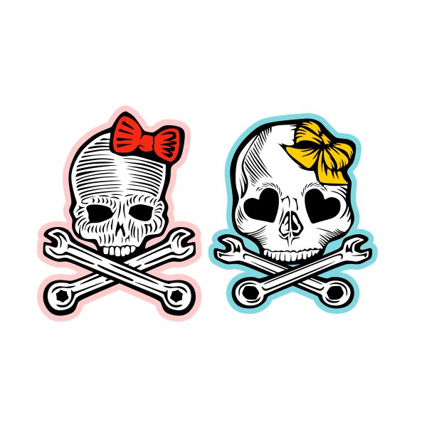 Cute Skull with Bow Cuttable Design