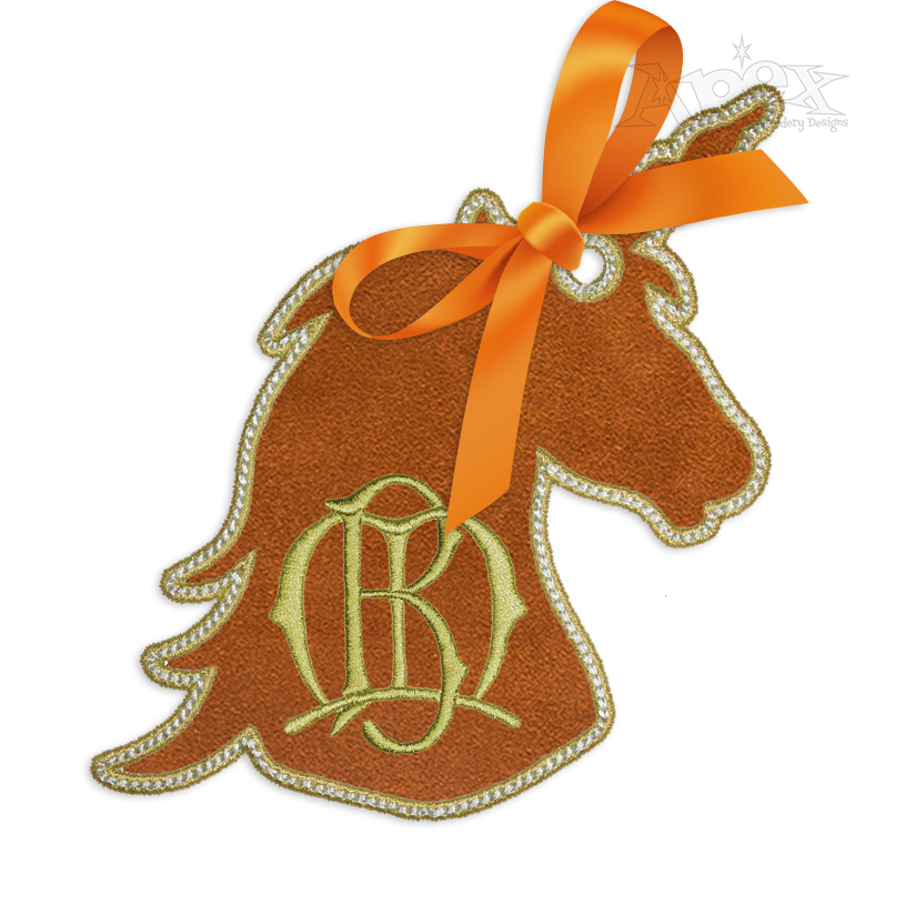 Unicorn Head Gift Tag ITH Embroidery Design