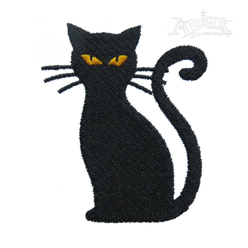 Halloween Black Cat Embroidery Design