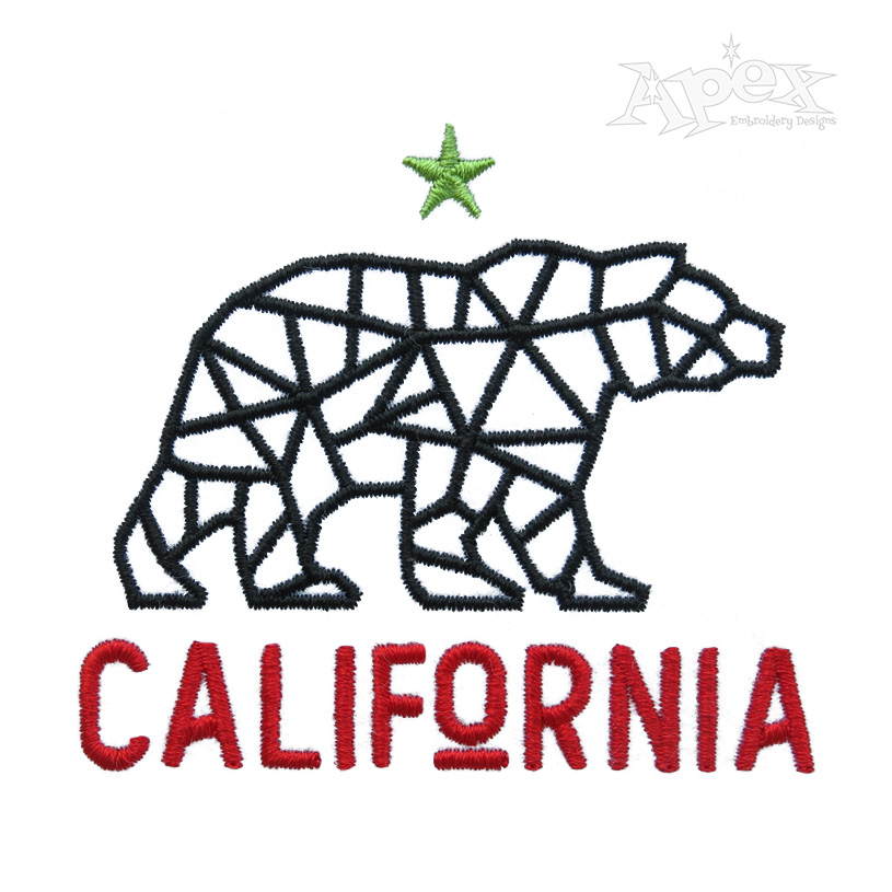 California Geometric Bear Embroidery Design