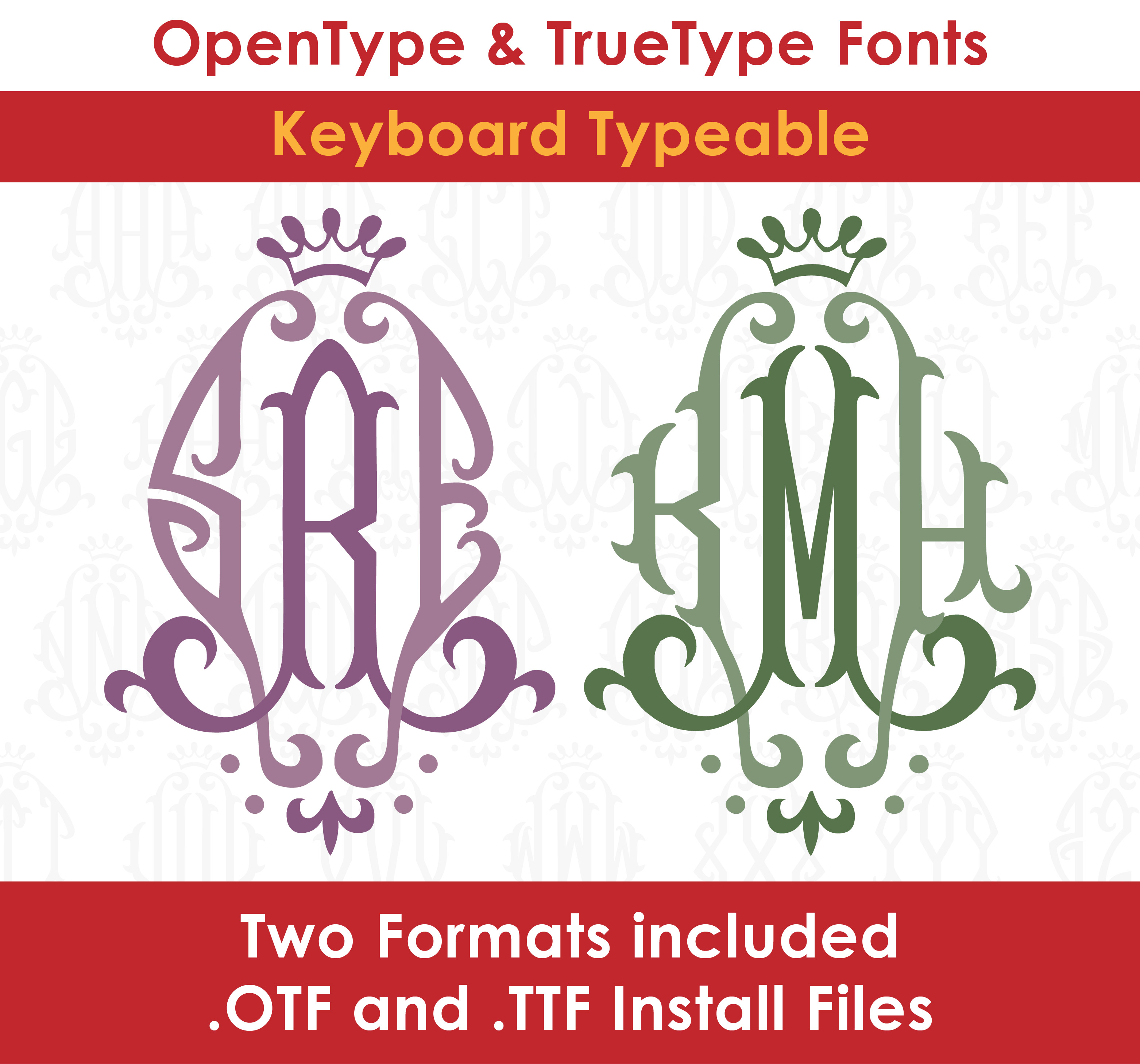 Ribbed Leaves Monogram Font TrueType OpenType TTF or OFT - Apex