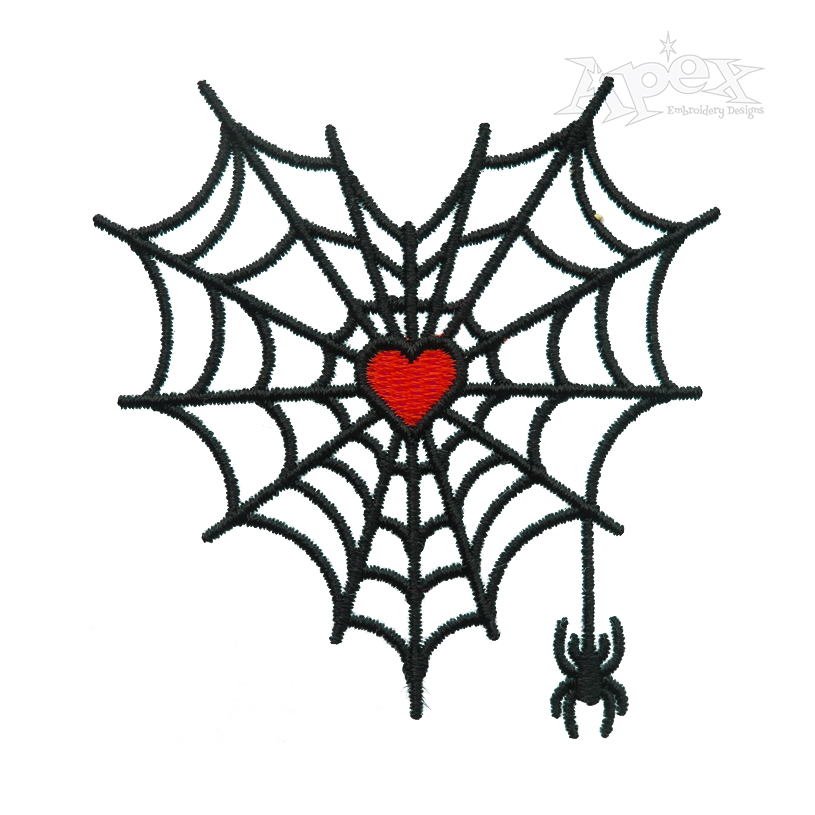 Spider Web Heart Embroidery Design