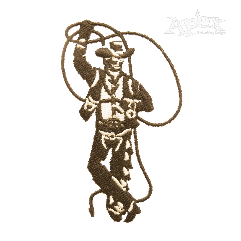 Roping Cowboy Embroidery Design