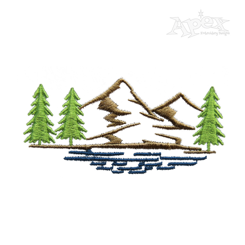 Mountain Scene Embroidery Design