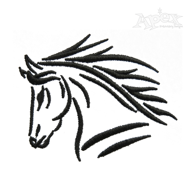 Horse Head Line Art Embroidery Design