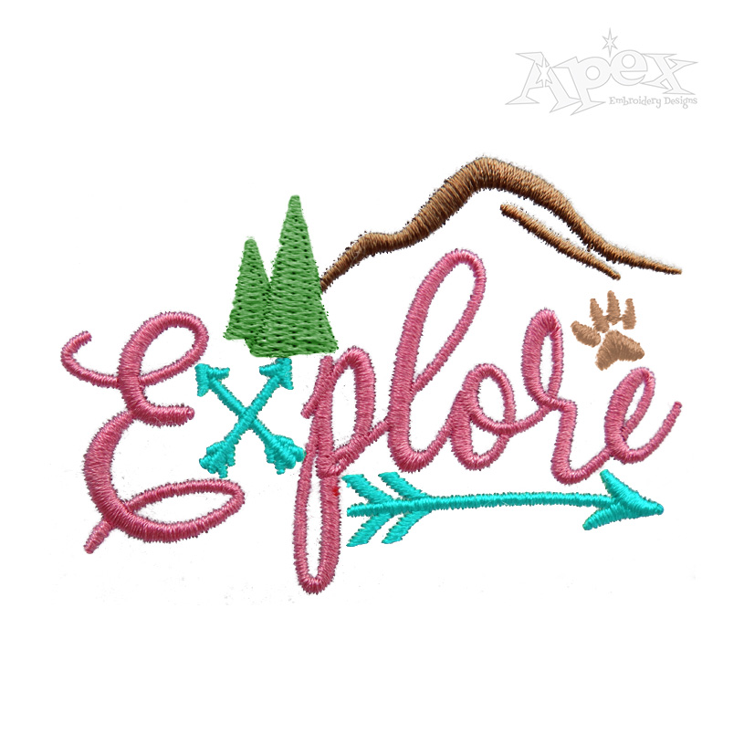 Explore Mountains Embroidery Design