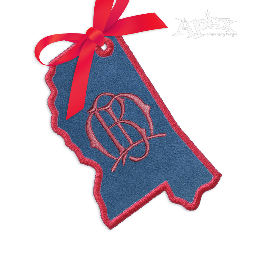 Mississippi State Gift Tag ITH Embroidery Design