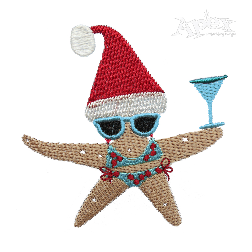 Tropical Christmas Starfish Embroidery Design