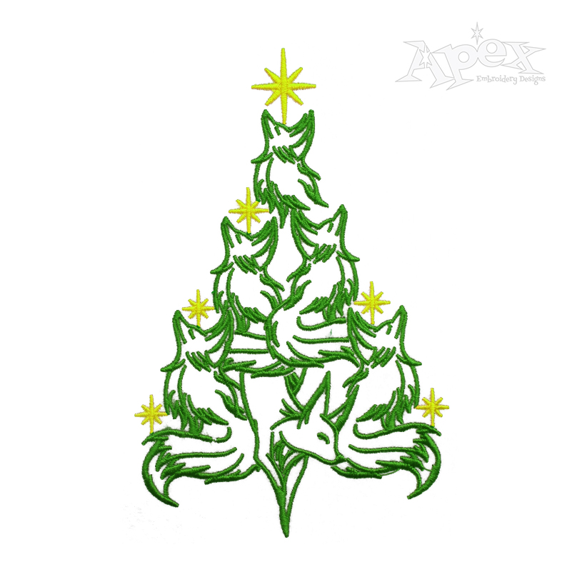 Foxes Fox Christmas Tree Embroidery Design