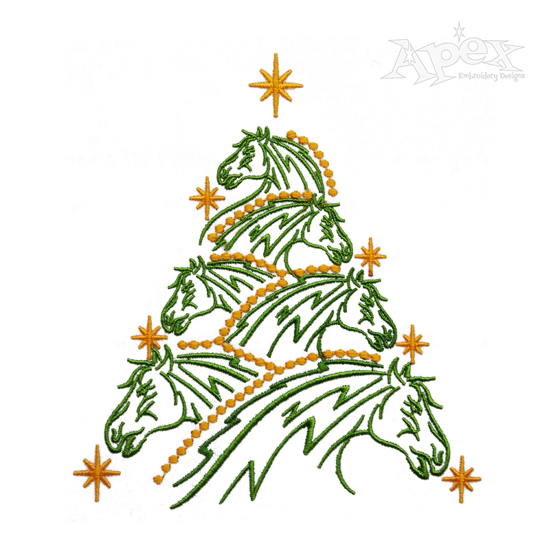 Horse Christmas Tree Embroidery Design