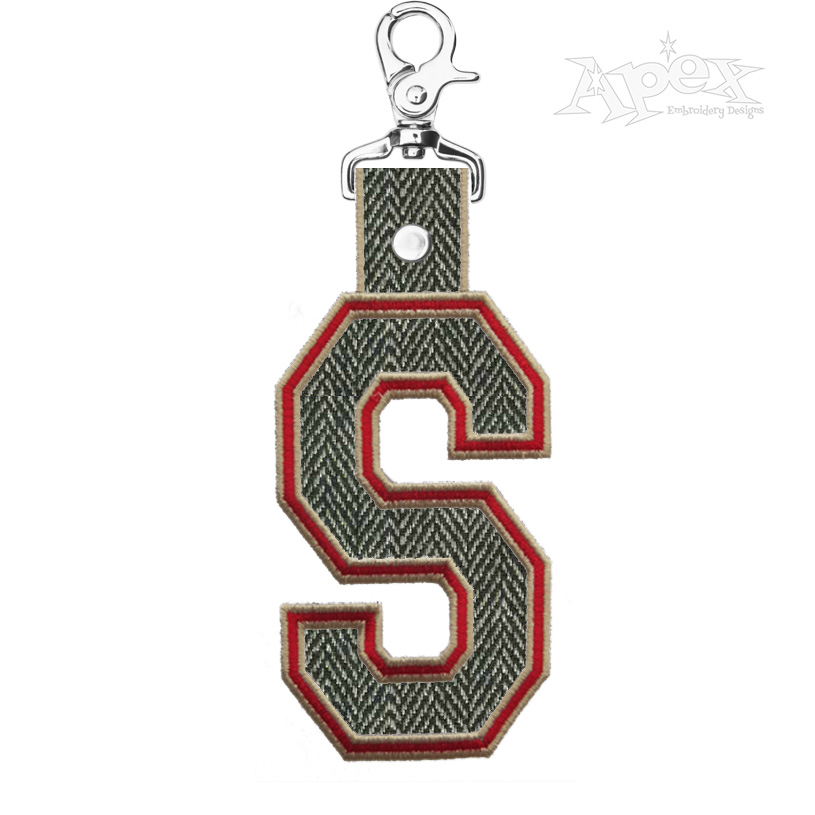 Sport Block Applique Key Fob ITH Embroidery Font