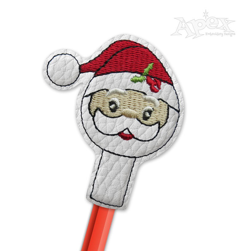 Santa Claus Christmas Pencil Topper ITH In the Hoop Embroidery Design