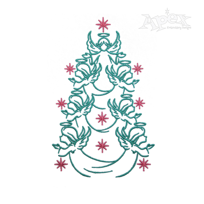 Angel Christmas Tree Embroidery Design