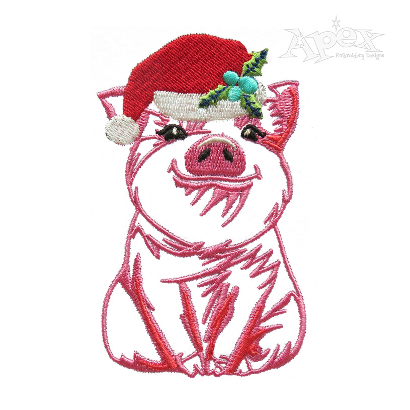 Cute Christmas Baby Pig Embroidery Design