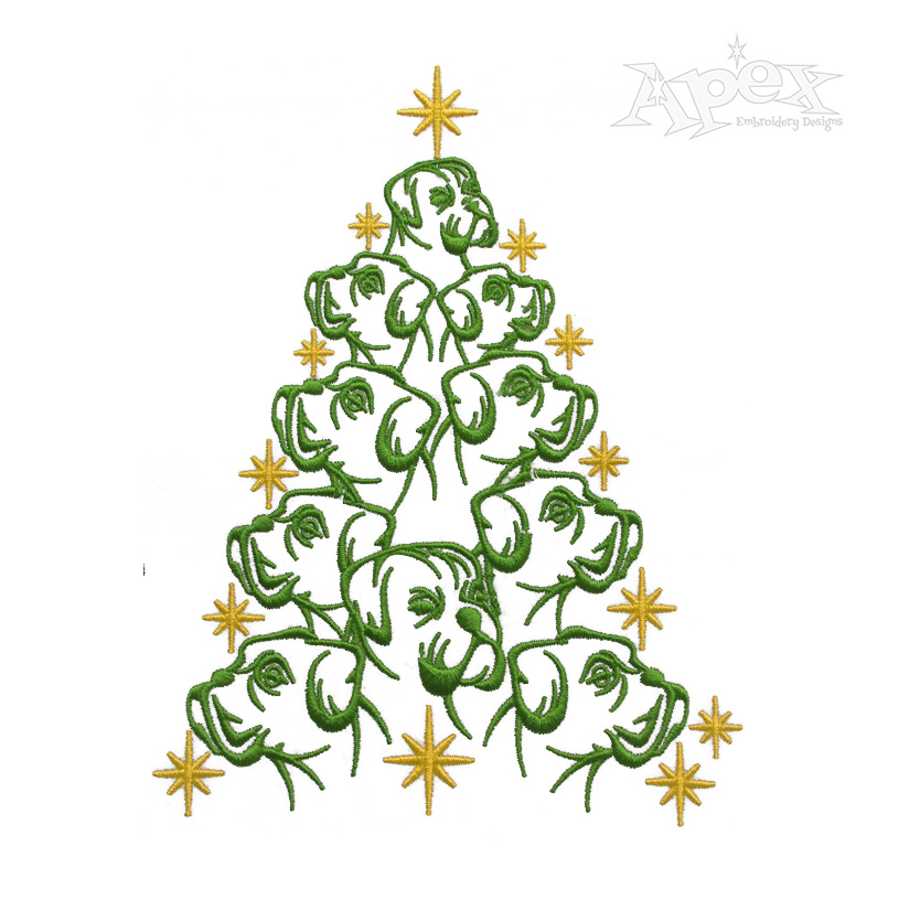 Boxer Dog Christmas Tree Embroidery Design