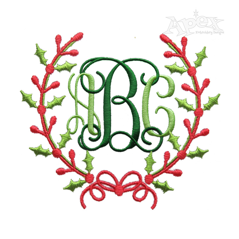 Christmas Holly Wreath Monogram Frame