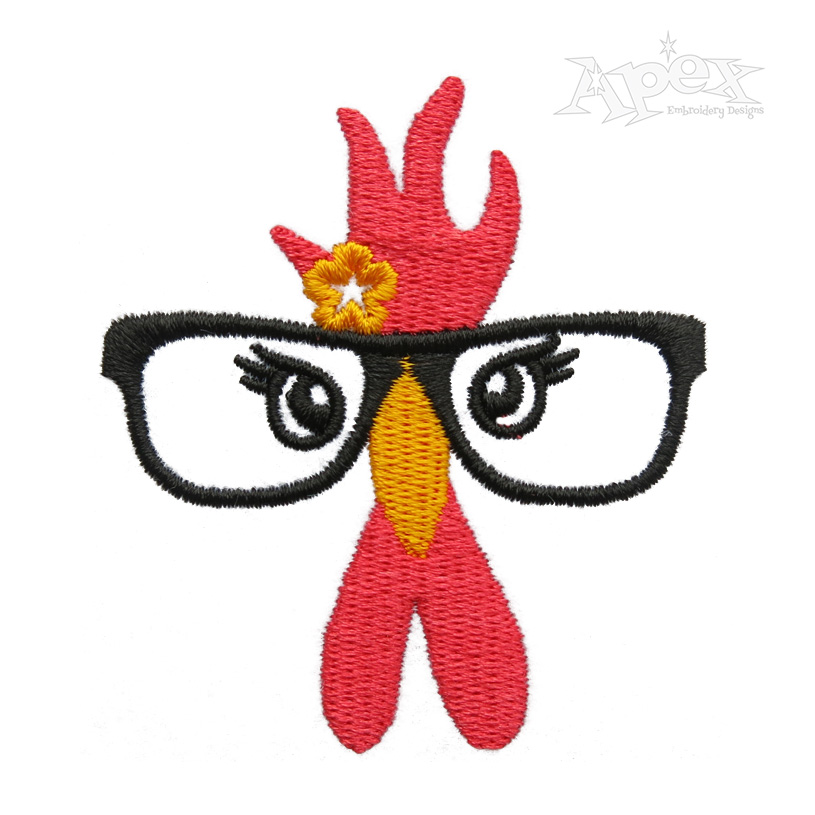 Glasses Chicken Face Embroidery Design