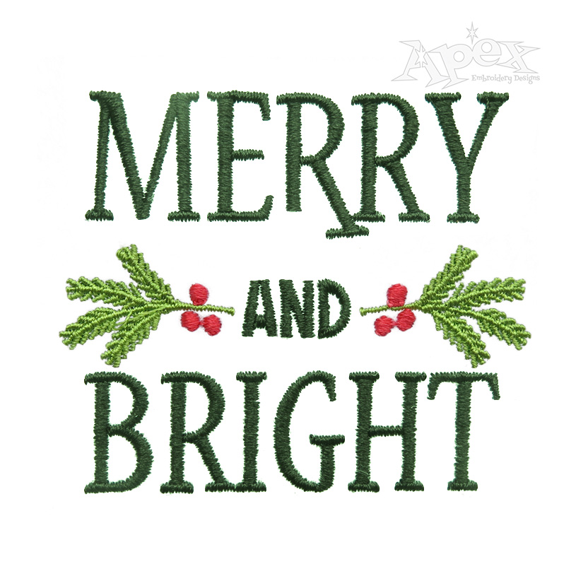 Christmas Merry and Bright Embroidery Design