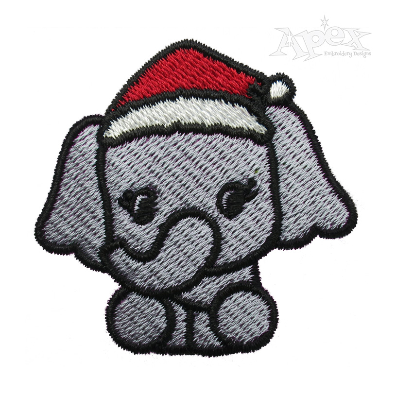 Christmas Baby Elephant Embroidery Design