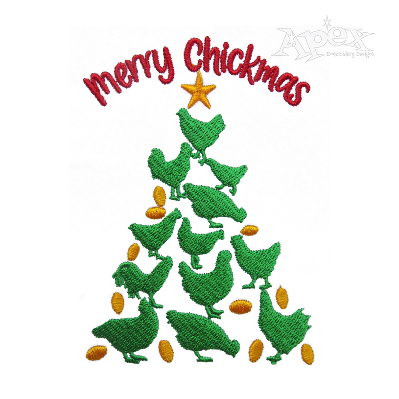 Chicken Christmas Tree Embroidery Design