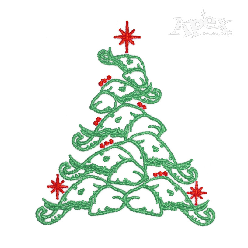 Elephant Head Christmas Tree Embroidery Design