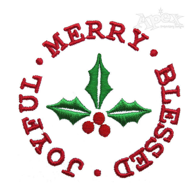 Merry Blessed Joyful Christmas Embroidery Design