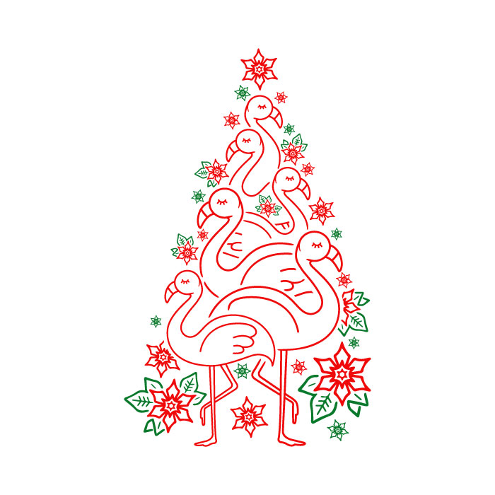 Flamingo Christmas Tree Cuttable Design