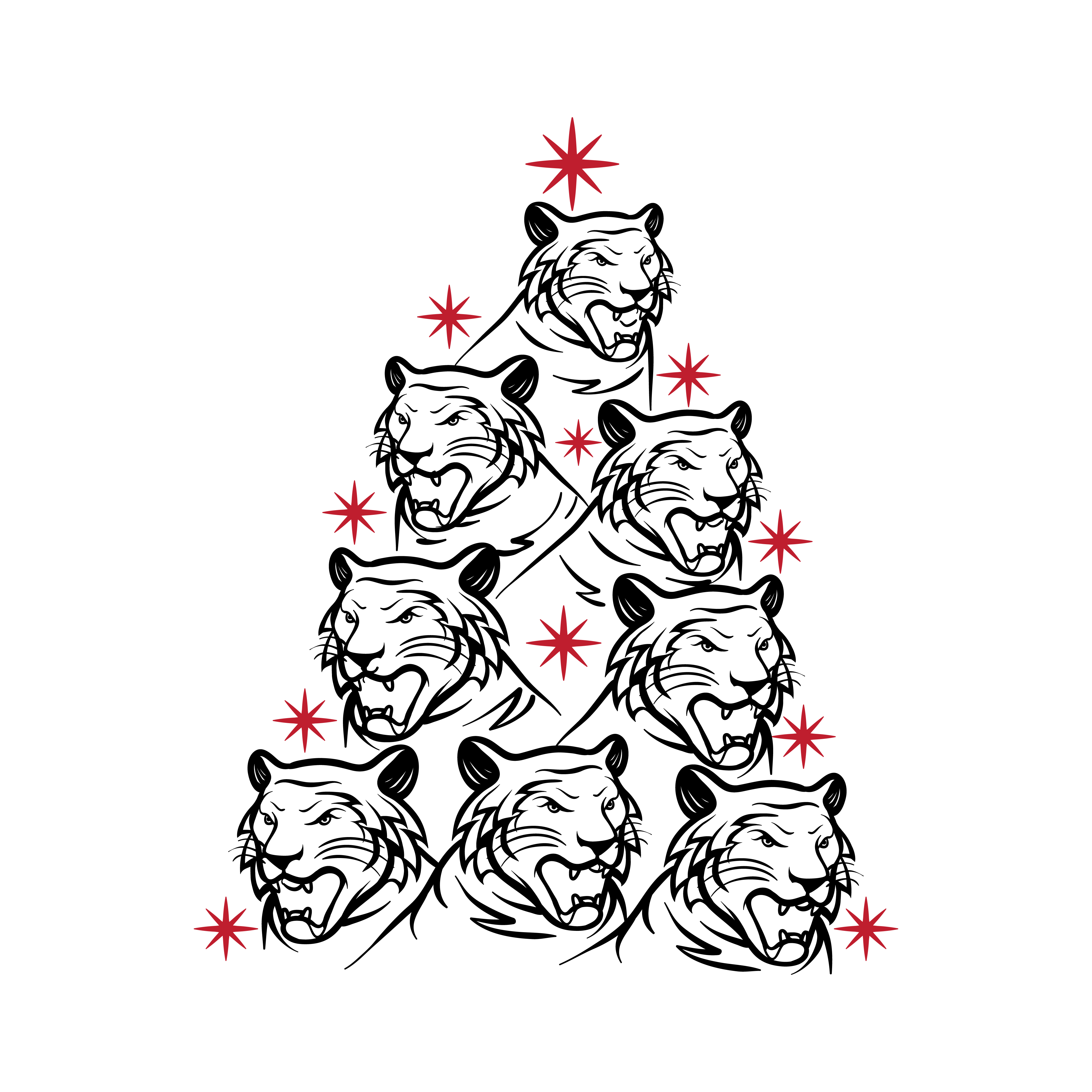 Roaring Tiger Christmas Tree Cuttable Design