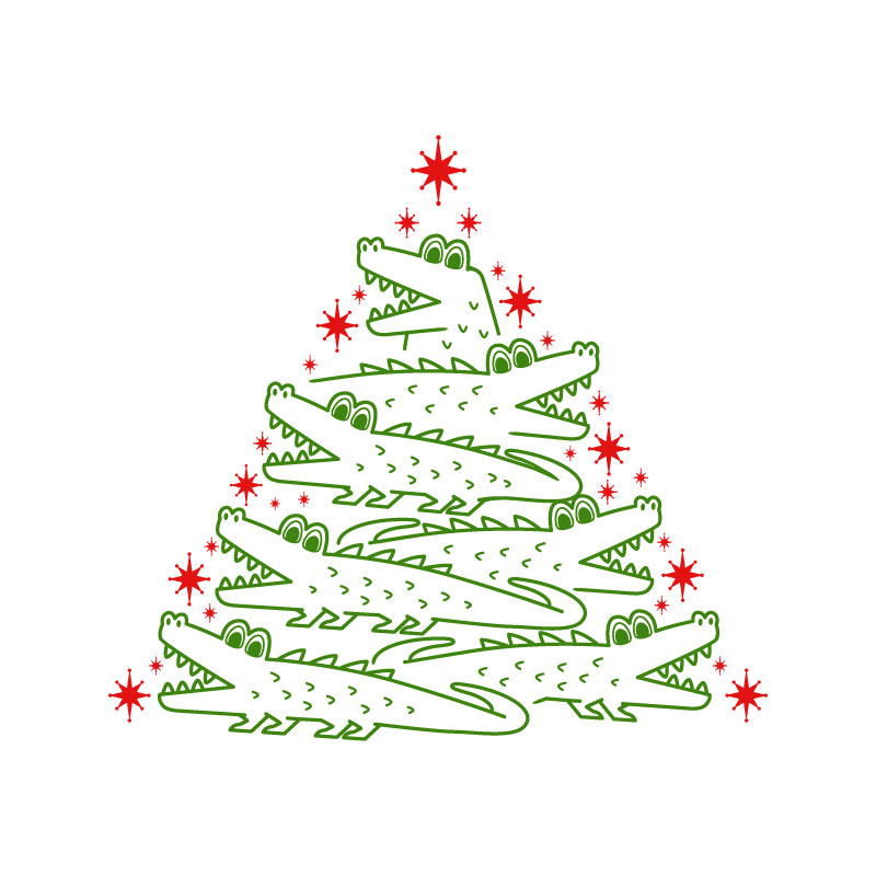 Alligator Christmas Tree Cuttable Design