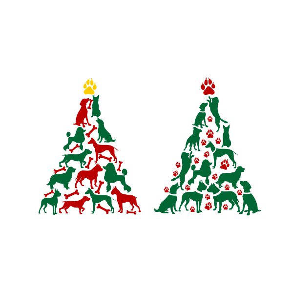 Dog Christmas Tree Cuttable Design