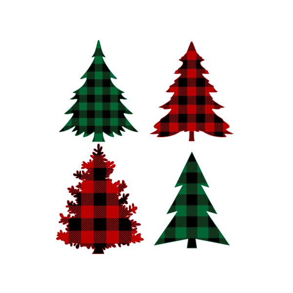 Plaid Pattern Christmas Tree Pack Cuttable Design