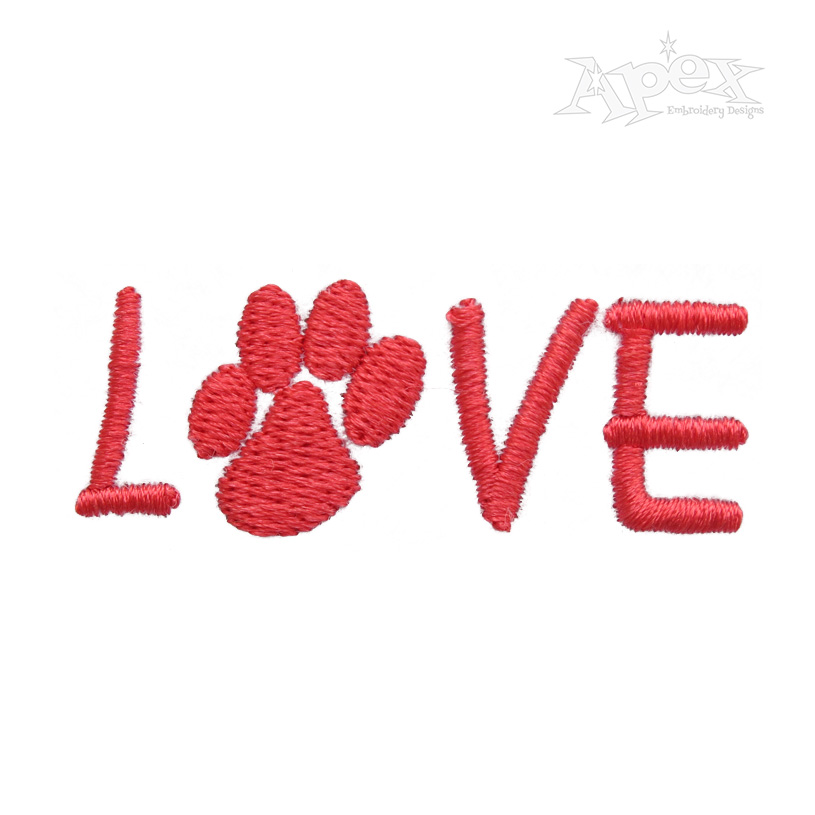 Love Pet Paw Embroidery Design
