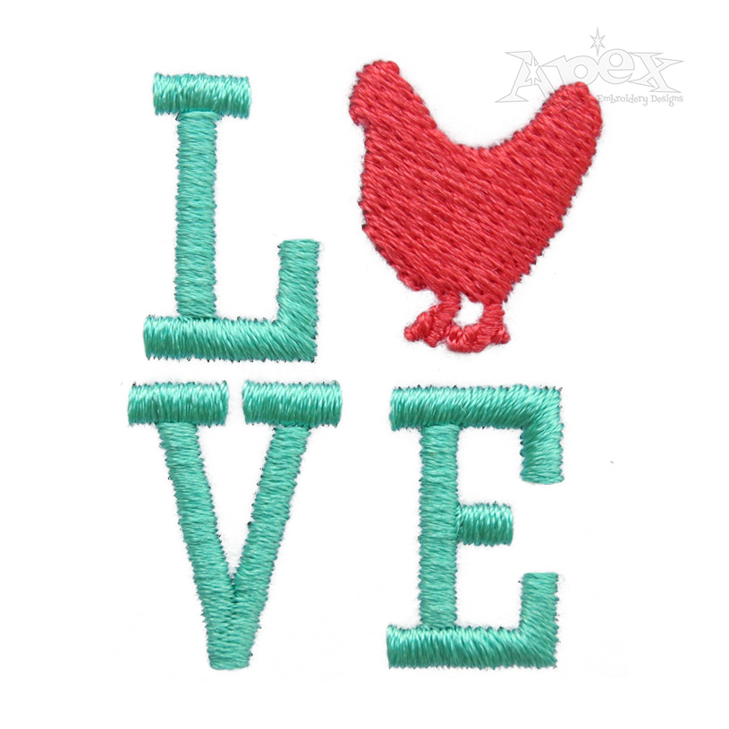 Love Chicken Hen Embroidery Design