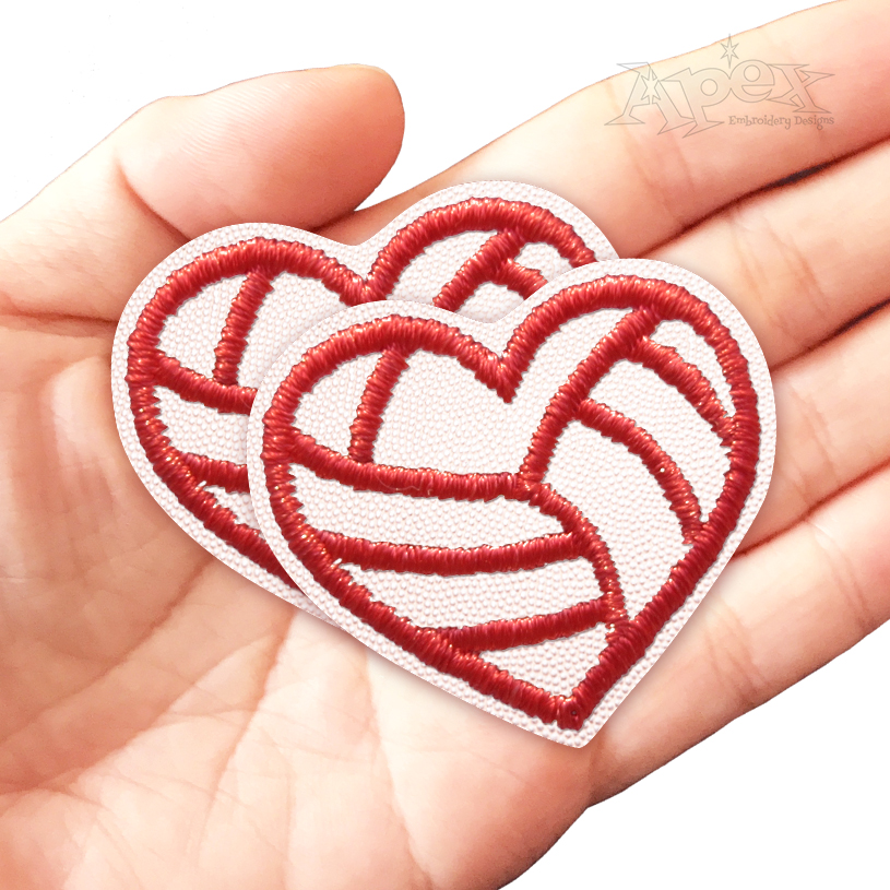 Volleyball Heart Feltie ITH Embroidery Design