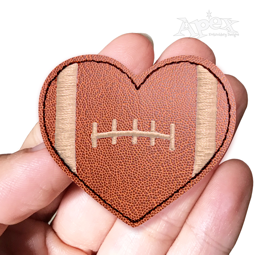 Football Heart Feltie ITH Embroidery Design